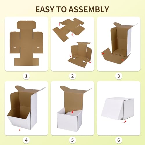 Image of WIFTREY 10X8X8 Shipping Box Set of 15, 10 x 8 x 8 Small White Corrugated Cardboard Mailer Box for Packing, Mailing, Small Business Shipping