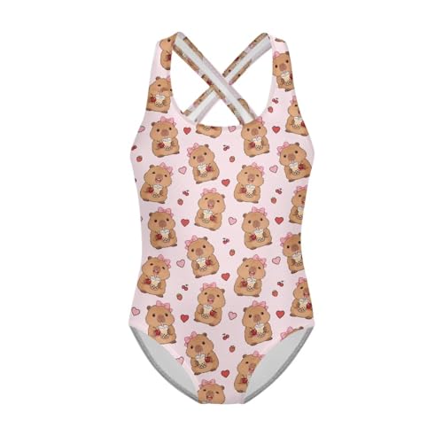 Image of One Piece Swimsuit for Girls Kids Quick Dry Bathing Suit with Crossback Strap Summer Beach Swimwear Size 5T-14