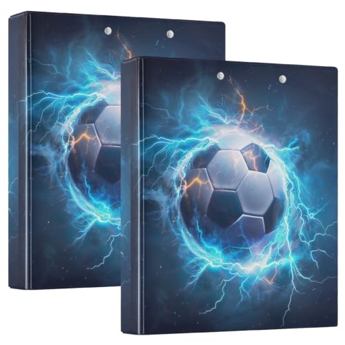 Classeur 3 anneaux de 3,8 cm avec poches range-documents à motif football pour l'école