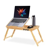 MOVADEK Vassoio per Laptop Regolabile con Organizer &ndash; Tavolino da Letto e Divano per PC Portatile, con Passacavi e Tappetino per Mouse, Scrivania Portatile per Smart Working e Relax