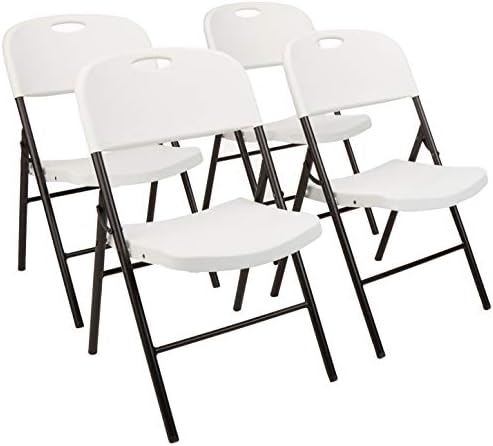 Amazon Basics Folding Plastic Chair, 350-Pound Capacity, White, 4-Pack