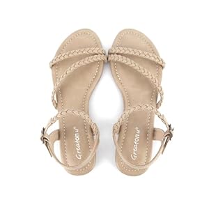 Greatonu Women’s Flat Sandals Slip On Summer Gladiator Open Toe Braided Slingback Shoes