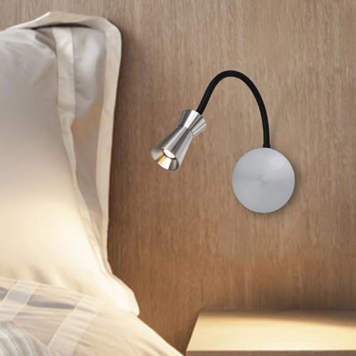 Lámpara de Pared Lámparas LED Lámpara de Noche Lámpara de Manguera giratoria Apliques con Interruptor Lámpara de Lectura de Manguera (Color: Color níquel Arena)
