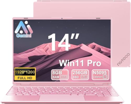 Image of Laptop 14 Inch Celeron N5095 Up to 2.9Ghz, Win 11 Laptop 8+256GB SSD-Pink