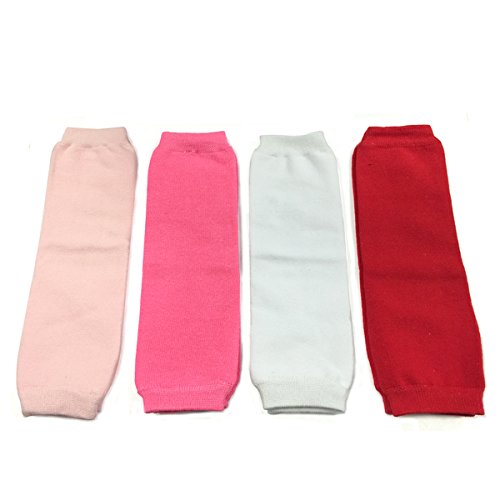 Wrapables Colorful Baby Leg Warmers Set of 4, Solid Pink, Hot Pink, White, Red