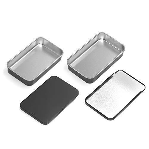 Gere 6 Pack Metal Rectangular Sliding Lid Tin Boxes Black, Containers Portable Box Small Storage Kit Home Organizer, Model 805015 #TOP2