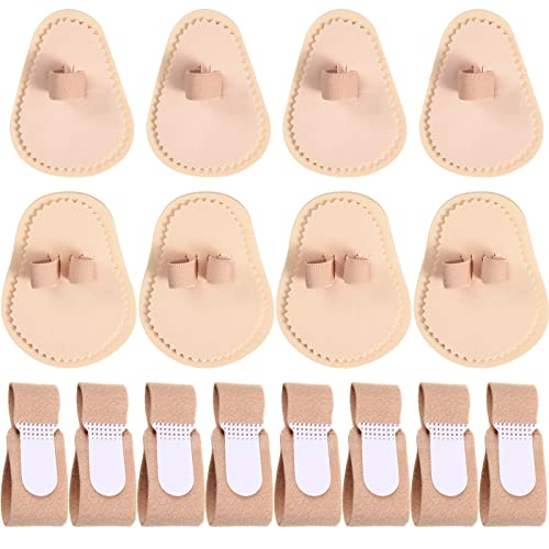 8 Pieces Toe Splint with 8 Pcs Broken Toe Wraps Hammer Toe Corrector for Women Toe Separators for Overlapping Toes, Crooked Toes, Hammer Toes, Claw Toes and Overlapping Toes (Beige)