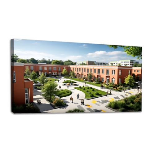 20"x 40" Canvas Wall Art Modern Courtyard Greenery Vibrant Pathways