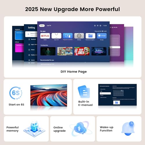 Beamer-4K Passend für Netflix Dolby Audio ONOAYO 1500ANSI HDR10+ HDMI eARC Smart Beamer Heimkino, 1080P Full HD KI-Autofokus WiFi 6 Bluetooth 5.3 Tragbarer Mini Outdoor Projektor ​​​​Kino Überall