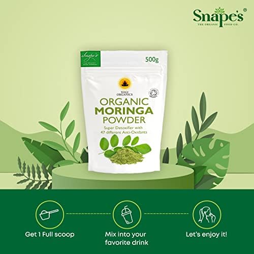 Snape's Organic Moringa Oleifera Leaf Powder - Pure & Raw - Soil Association Certified - 500Grams