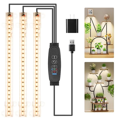 Strips, Grow Lamps For Indoor Plants Full Spectrum 3000k, 72 Leds Plant Light Strips With 3/9/12h Timer, 10 Dimmable Levels For Seedling Succulent