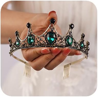 JWICOS Black Tiaras and Crowns for Women Baroque Queen Crowns for Halloween Costume Vintage Gothic Tiara for Party Prom Birthday (Type 7)
