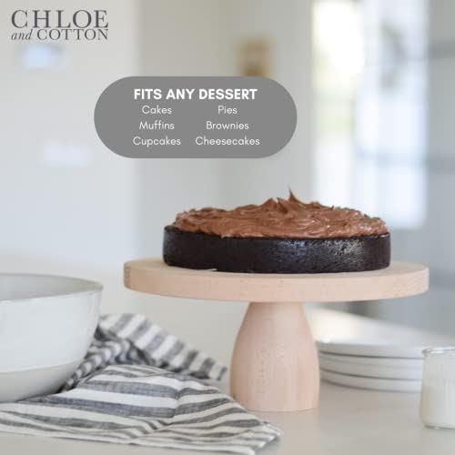 11" Beech Wood Cake Stand | Footed Cake Plate For Birthday Parties, Weddings, Graduations, & All Celebrations | Designed By Chloe & Cotton #TOP2