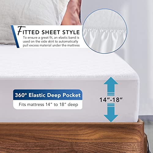 Queen Size Cooling Bamboo Waterproof Mattress Protector, 3D Air Fabric Breathable Bed Mattress Cover With Deep Pocket,Mattress Pad Cover For 6-18 Inches Matress Protector Queen Size Soft & Noiseless #TOP4