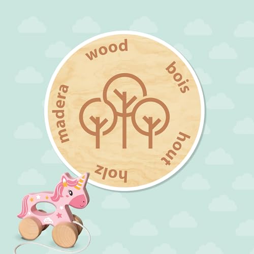 Image of SES Creative 13137 - Push and Pull 2 in 1 Wooden Unicorn, Real Wood, Modern Design, Made for Children 18 Months and Older