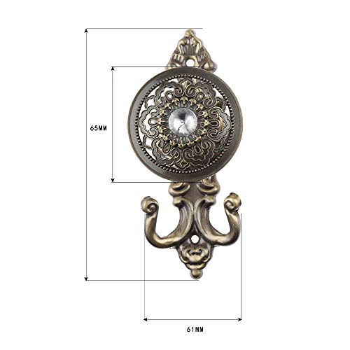 Hicello 2Pcs Vintage Curtain Tiebacks Hook Bronze+Crystal Decor Wall Hooks Window Holdback Clothes Hanger With Screws #TOP1
