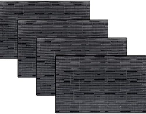 pigchcy Placemats Durable Heat-Resistant Placemats for Dining Table Washable Woven Vinyl Kitchen Placemats Set of 4 (18x12 inches,Dark Grey Mix Black)