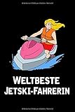  Coole Jetski-Fahrerin: Notizbuch / Notizheft mit einer coolen Jetski-Fahrerin / Wassermotorrad im Comic Cartoon Style -in A5 (6x9in) dotted Punktraster