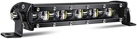 CO LIGHT Led Light Bar Single 7 inch Slim Single Row Lightbar Driving Combo Beam Off Road Work Lights with Mounting Brackets & 6D Reflectors for Truck, Car, Cabin, Boat, ATV, UTV
