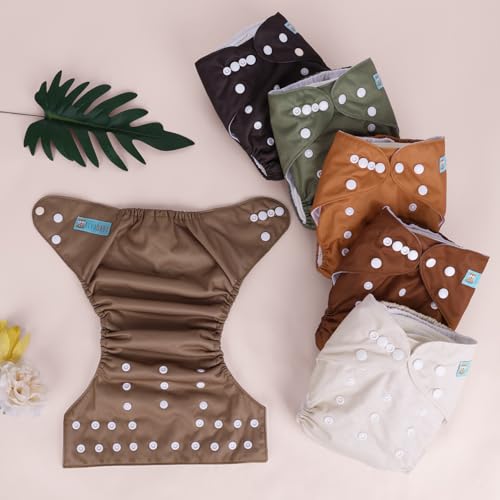 Image of ALVABABY Baby Cloth Diaper 6 Pack with 12 Inserts One Size Cloth Diaper Covers Adjustable Washable Reusable for Baby Girls and Boys