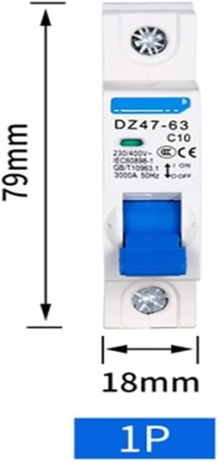 Circuit breakerDZ47 1-4 Pole 3A/6A/10A/16A/20A/32A/40A/50A/63A 400V C Type Mini Circuit Breaker MCB 35mm Din Rail Mount Breaking Capacity 1Pcs (Size : 3, Color : 50A) (Color : 25A, Size : 3)