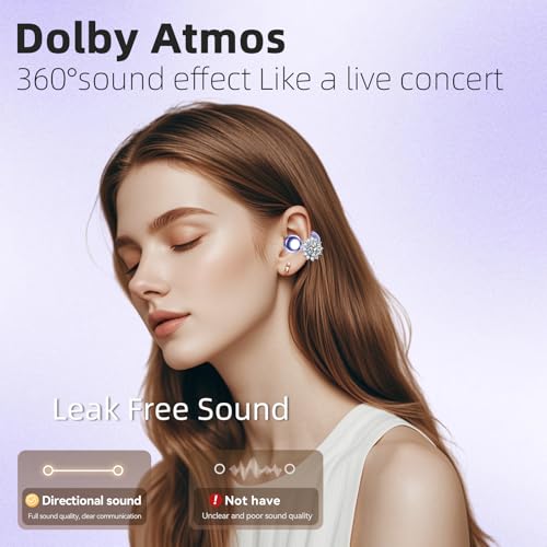 Image of Jewelry-Inspired Clip On Earbuds,Comfortable Fit Open Ear Clip-On Headphones,Wireless Bluetooth Ear Cuff Headphones for Women,Removable Clip EarBuds Accessories