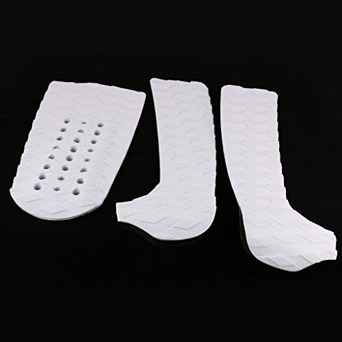 Tongina 3 Pieces EVA Foam Surfboard Traction Tail Pads Surfing Surf Deck Grips Stomp Pad for Paddleboard Surfing - White