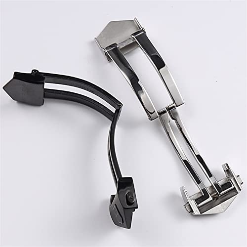 Boucle pliante montre résistant acier inoxydable noir argent évite chute - 2