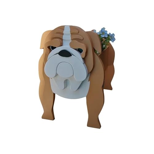 Pot de Fleurs en Forme de Chien, Pot de Fleurs en Planche KT, Ornements en Pot en Forme d'animaux, Pot de Fleurs pour Chiots, Chiens, intérieur, extérieur (Couleur : Bulldog, Size : L) Cover