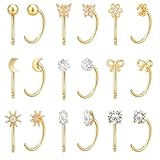 Chihayafuji Pendientes Oro 14k Plata Estilo Aro Semicircular HéLix CartíLago Cierre Mujer 9 Pares Acero Inoxidable 316l HipoalergéNicos Ideales Regalar