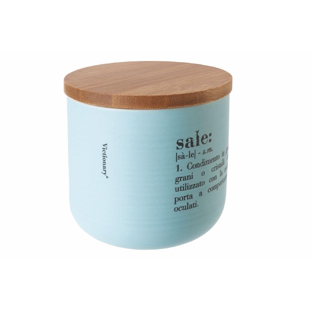 Villa d’Este Home Tivoli Victionary Shades Barattolo sale, Misure: Ø 9,5 x h. 9 cm Capacità: 500 ml, in new bone China con coperchio in bamboo, Verde