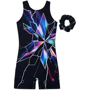 JESKIDS Leotards for Girls Gymnastics with Shorts Dance Biketards Tumbling Matching Hair Scrunchie 3~15 Years