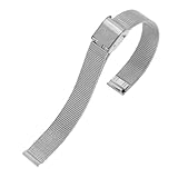Generico ﻿Cinturino sottile in acciaio inossidabile, metallo, 8 mm, 10, 12, 14, 16, 18, 20, 22, 24(Silver white,10mm)