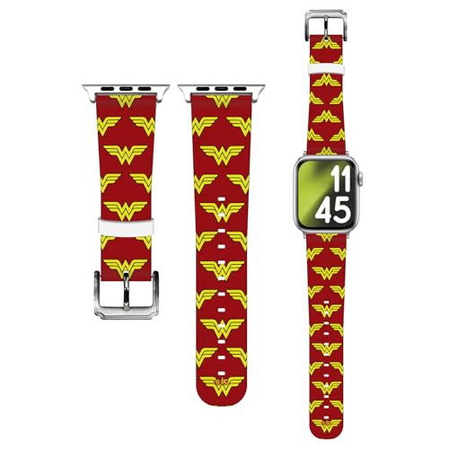 Bracelet Wonder Woman en cuir véritable haut de gamme pour Apple Watch 44mm