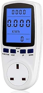 Digital LCD Energy Monitor Power Meter, Zerone Electricity Usage Power Consumption Socket Meter Voltage Amps Tester with Digital LCD Display UK Plug