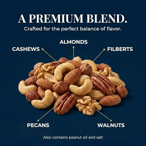 Image of Bazzini Quality Mixed Nuts 4lb Bulk Tin, Includes Cashews, Almonds, Walnuts and Filberts, Premium Roasted Mixed Nuts with Classic Crunch, Lightly Salted, Gluten Free Snack for Parties, Events, and Everyday Snacking