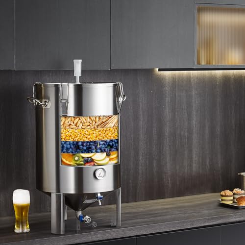 VEVOR Cuve de Brassage de Bière en Acier Inoxydable 304, Cuve Fermentation Bière 60 L, Seau de Brassage Domestique avec Base, Couvercle, Poignée, Valve, Robinet et Thermomètre, pour Brasseur Maison – vue 8