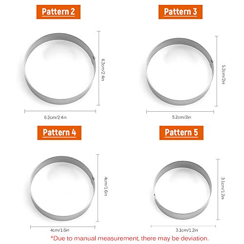 DECDEAL 5 PCS Moldes de Cozimento de Biscoitos Círculo Conjunto de Moldes de Metal Forma Redonda de