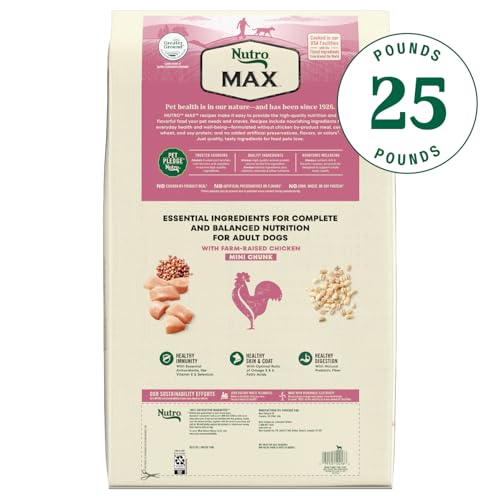 Image of Nutro Max Mini Chunk Adult Dry Dog Food, Farm-Raised Chicken, 25 lb