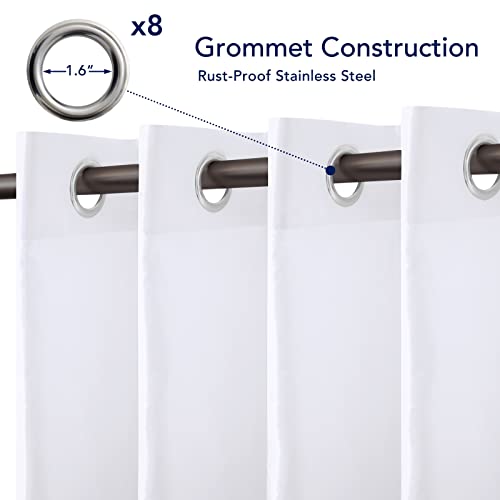 PureFit Outdoor Curtains for Patio Waterproof Weatherproof, UV Resistant Outside Curtains for Gazebo, Front Porch, Pergola, Sun Blocking Privacy Curtain, 52W x 120L inch, Set of 2, White