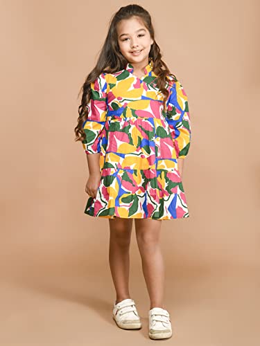 Image of LILPICKS Girls All Over Printed Fit n Flare Dress (Multi)