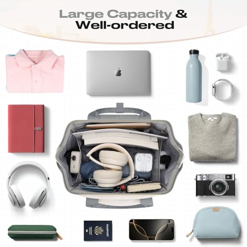 Maelstrom Travel Laptop Backpack for Women Men,Backapck Fits 15.6-17.3 Inch Laptop, Teacher/Work Bag with Insulated Lunch Box (Gray-Beige) by Maelstrom - Image 8