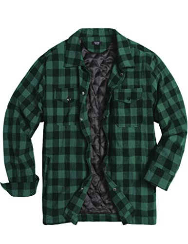 COOFANDY Camisa de leñador para Hombre Camisa de Franela a Cuadros Forrada Camisa térmica Manga Larga algodón Invierno Chaqueta Camisa Cuadros Franela leñador Chaqueta, Verde Militar, XL Cover