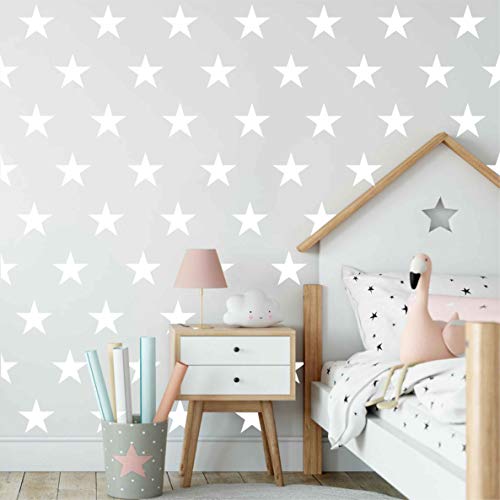 Dxling 48Pcs/Set Of Large White Stars Vinyl Wall Decor Stickers Diy White Star Wall Decals Art For Kids,Nursery Room Decor Mural Wallpaper D399 (White) #TOP3