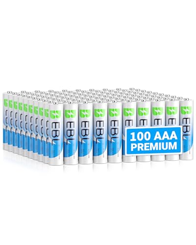 EBL AAA Batteries, Alkaline Triple A Batteries 1.5V Batteries Ultra Long Lasting Alkaline Battery, 10-Year Shelf Life 100 Count (Pack of 1)