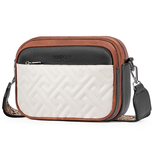 Image of Crossbody Bags for Women,Multi-Pocket Leather Crossbody Purse | RFID Blocking Pockets,Fits iPad,Adjustable Wide Strap,Quilted Exterior,8 Card Slots,Gift Ready
