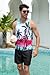 uideazone Men Beach Tank Top Sleeveless Coconut Palm Tree Quick Dry Gym Sport Muscle Shirt L