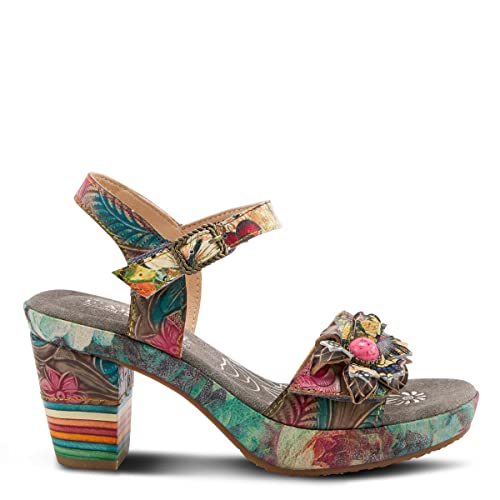 Image of L`Artiste Leilanie Hand-Painted Leather Platform Heel Sandal