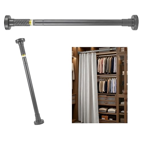 Image of JIALTO Adjustable Bathroom Curtain Rod | Extendable 90 To 160 Cm Shower Curtain Rod Without Drill for Wall Anti-Skid Spring Pull | Door Curtain | Bathroom Pipe Rod | Curtain Stand - GREY, Pack Of - 2