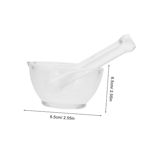 Set mortero y mano de vidrio para laboratorio y cocina 60ml miniatura 2